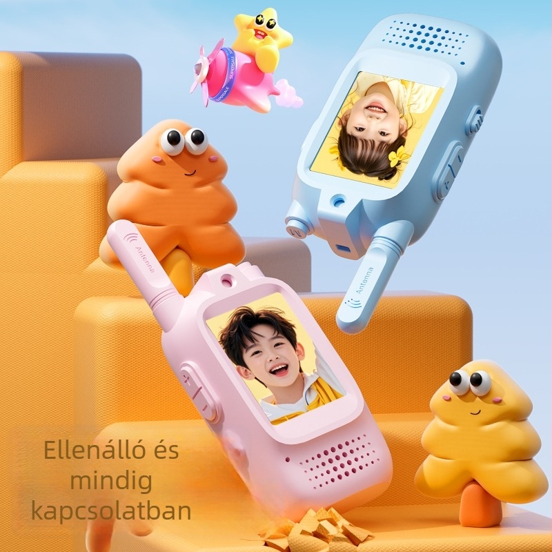 Gyerekeknek szánt videó walkie-talkie kültéri interaktív játékhoz, modell M5, hatótáv 1,5–3 km, Li‑ion 650 mAh akkumulátor, porálló