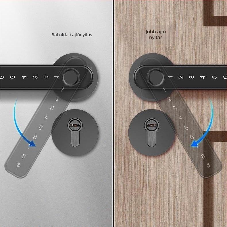 D1 okos ajtózár — 50 ujjlenyomat tárolás, <0,25 s szkennelési idő, >3 000 000 nyitás, DC tápegység, működési hőmérséklet -20–60°C, relatív páratartalom 10–90%