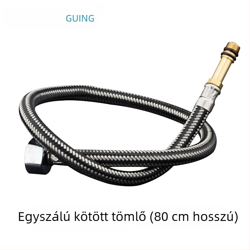 Mosogatómedence vízbevezető cső, szövött és bordázott, forró és hideg víz, 304 rozsdamentes acél, EPDM