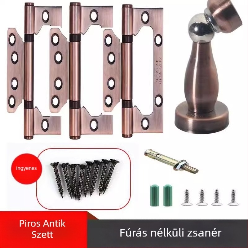 Mágneses ajtó megállító készlet, három darab, rozsdamentes acél, fekete természetes befejezés, faajtókhoz, 4–5 hüvelyk