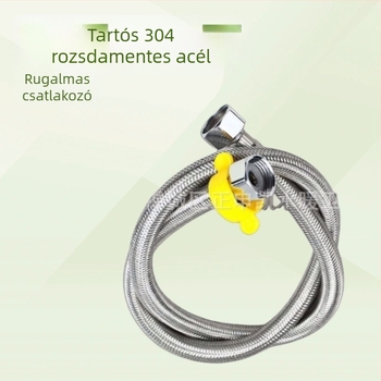 304 rozsdamentes acélból készült belső és külső kötéssel rendelkező meghosszabbító vízbevezető tömlő toalettmelegítőhöz, szögletes szeleppel
