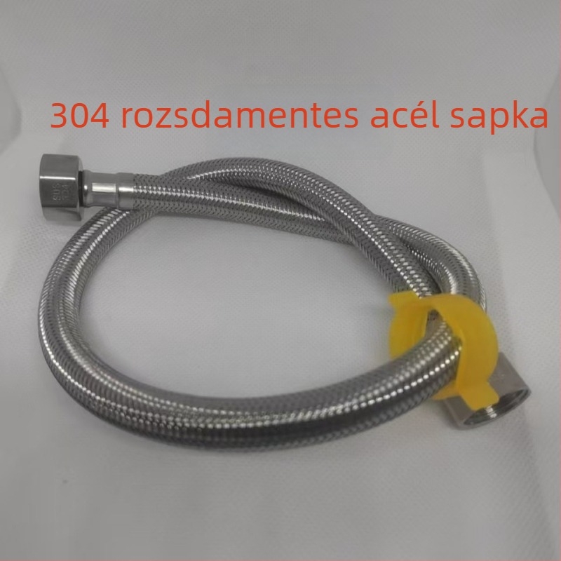 304 rozsdamentes acélból készült belső és külső kötéssel rendelkező meghosszabbító vízbevezető tömlő toalettmelegítőhöz, szögletes szeleppel