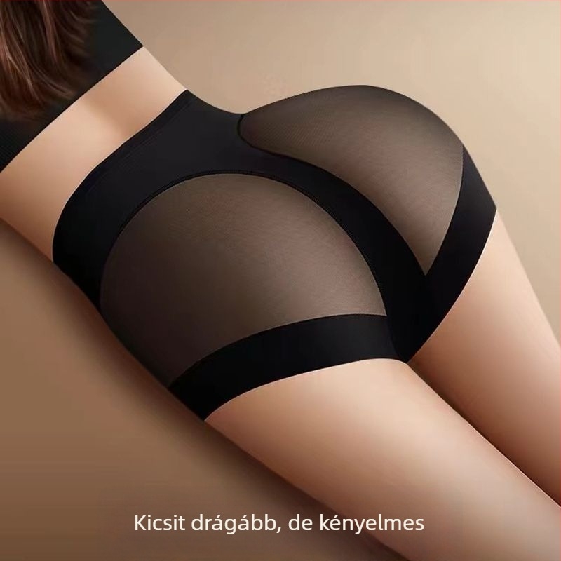 Női sportos, hálós anyagból készült varrás nélküli fehérnemű, középmagas derék, hasformázó, pamut alj rész