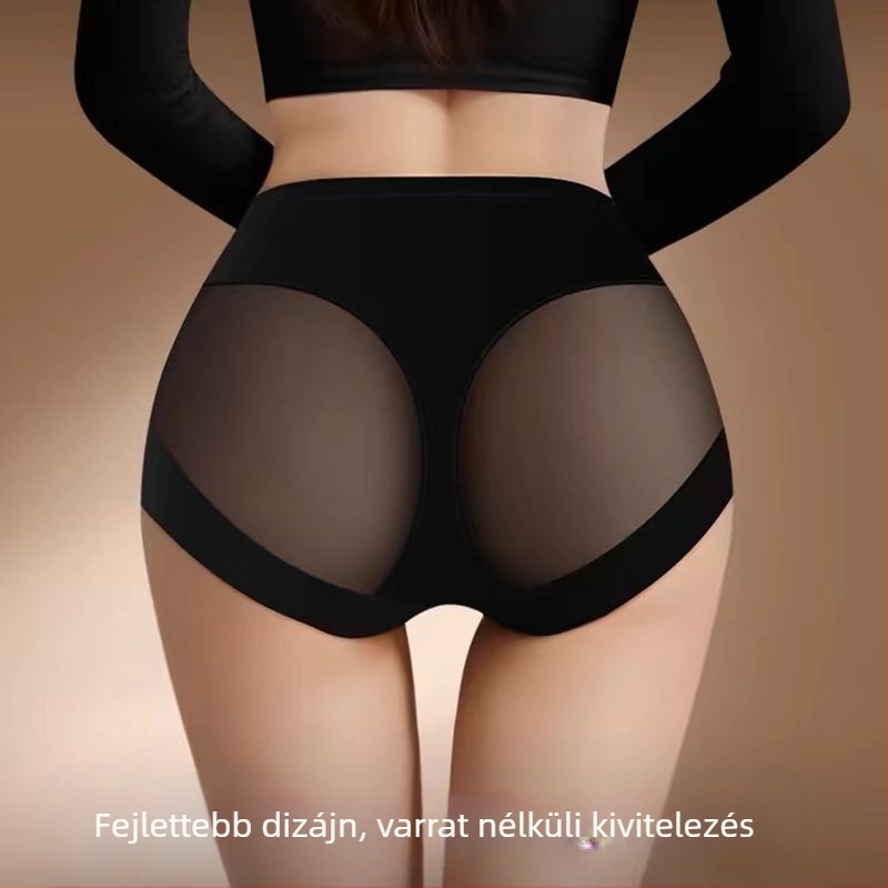 Női sportos, hálós anyagból készült varrás nélküli fehérnemű, középmagas derék, hasformázó, pamut alj rész