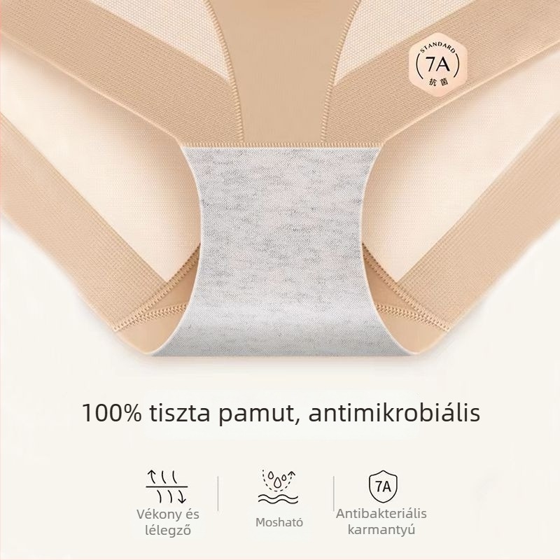 Női sportos, hálós anyagból készült varrás nélküli fehérnemű, középmagas derék, hasformázó, pamut alj rész