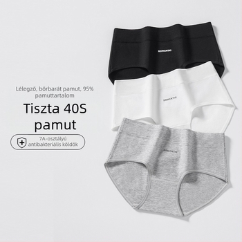 Női pamut alsónemű antibakteriális hatással, légáteresztő, középmagas derekú, nyomtatott szöveges mintával