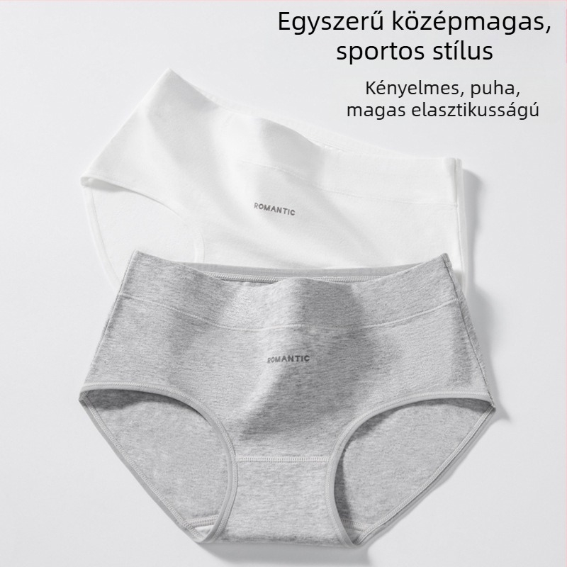 Női pamut alsónemű antibakteriális hatással, légáteresztő, középmagas derekú, nyomtatott szöveges mintával