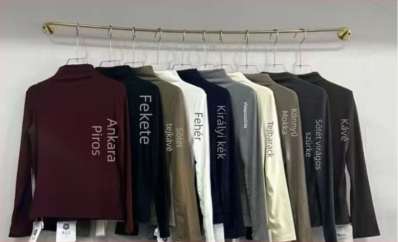 Női modal felső félmagas gallérral, hosszú ujjú, vasalásmentes, karcsúsított fazon