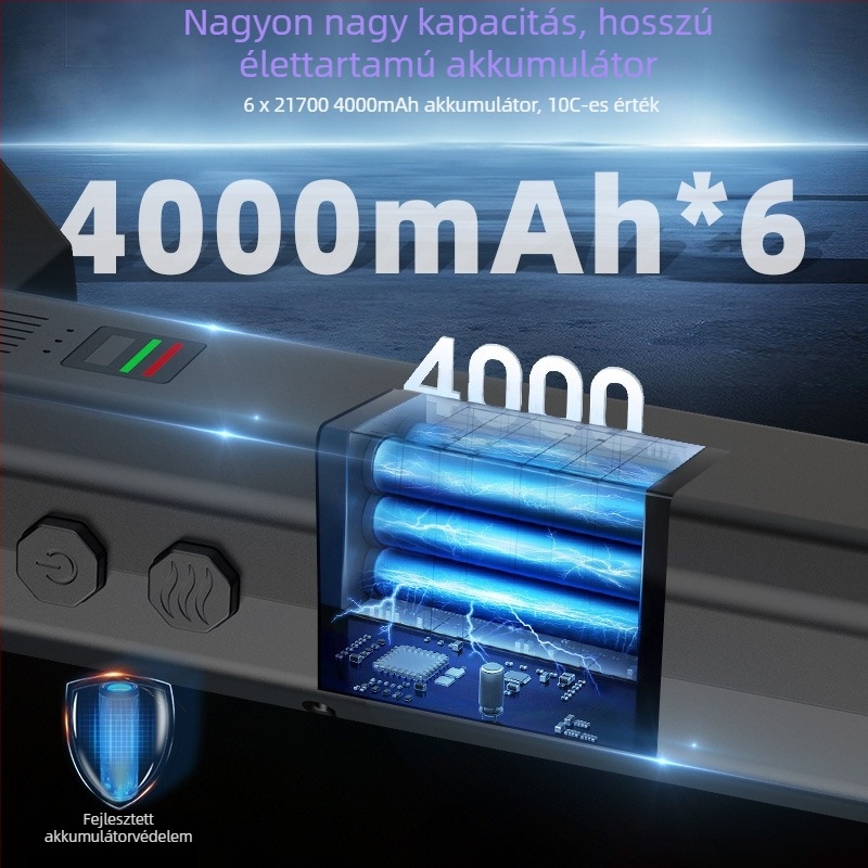 Autóba szánt hordozható turbínás ventilátor, 650W, KING02, ABS, por és hó eltávolítása