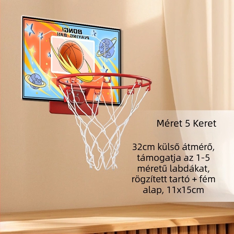 Beltéri falra szerelhető, csendes, összecsukható kosárpalánk hálóval