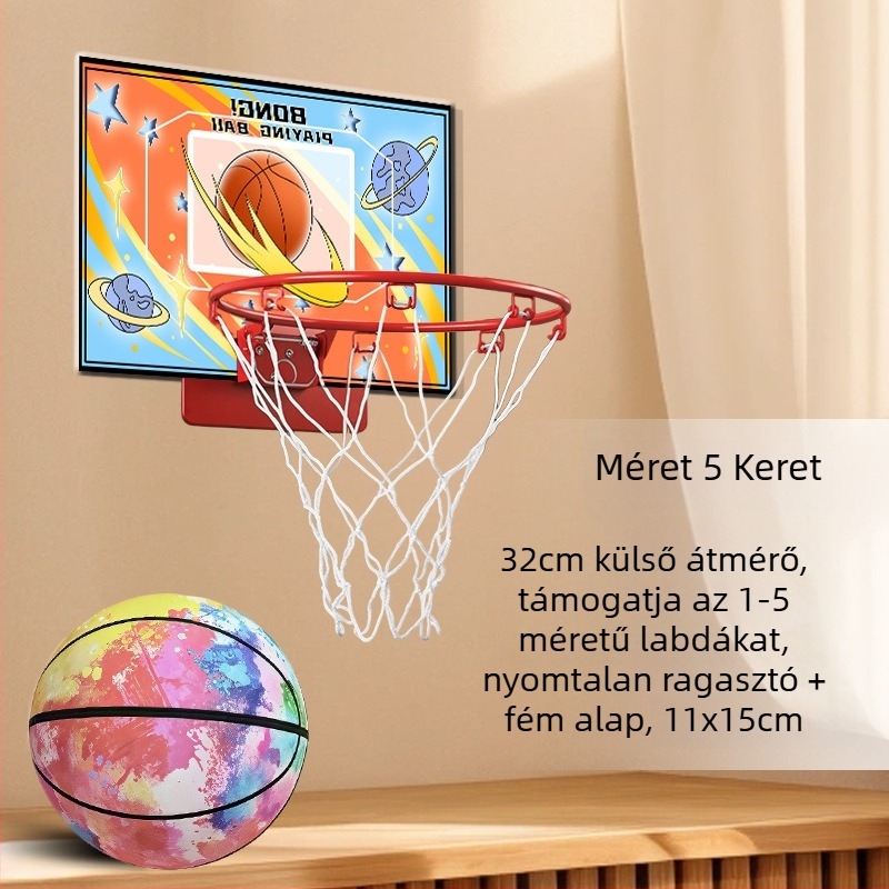 Beltéri falra szerelhető, csendes, összecsukható kosárpalánk hálóval