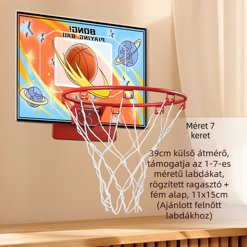 Beltéri falra szerelhető, csendes, összecsukható kosárpalánk hálóval