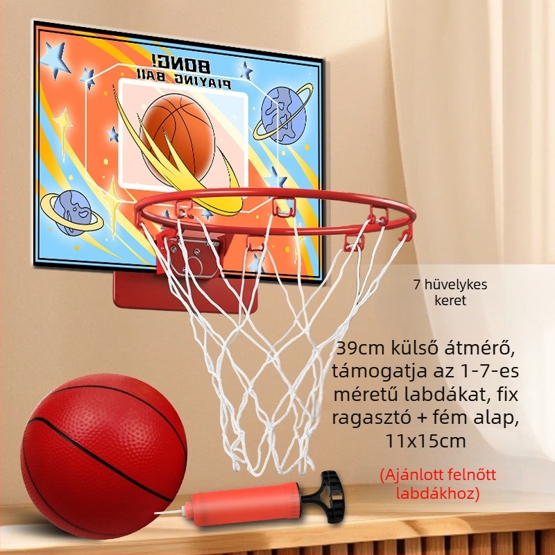 Beltéri falra szerelhető, csendes, összecsukható kosárpalánk hálóval