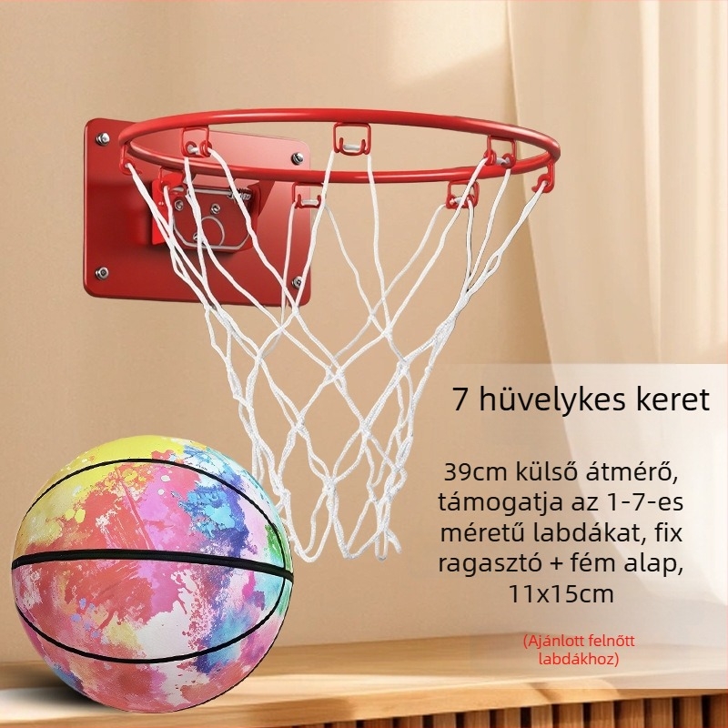 Beltéri falra szerelhető, csendes, összecsukható kosárpalánk hálóval