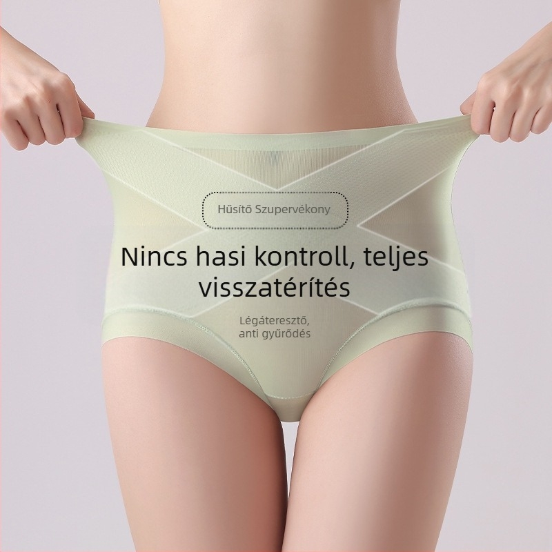 Női magas derekú alakformáló alsónemű – Ice Silk nylon, lélegző, antibakteriális, nyom nélkül, fenékemelés