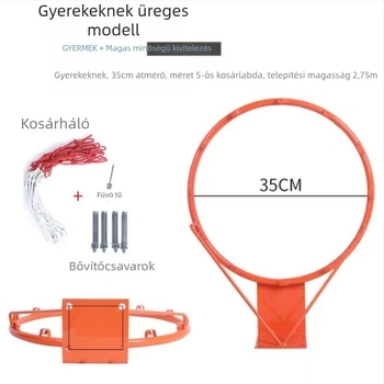 Falihoz erősített vasból készült kosárlabda gyűrű, kültéri és otthoni használatra, kosárkeret.