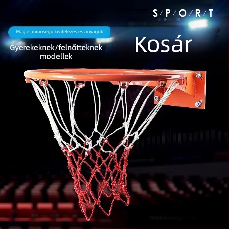 Falihoz erősített vasból készült kosárlabda gyűrű, kültéri és otthoni használatra, kosárkeret.