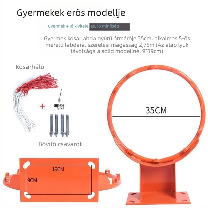 Falihoz erősített vasból készült kosárlabda gyűrű, kültéri és otthoni használatra, kosárkeret.