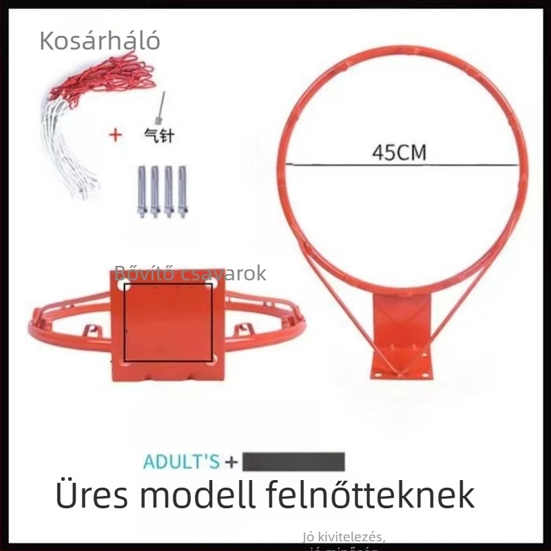 Falihoz erősített vasból készült kosárlabda gyűrű, kültéri és otthoni használatra, kosárkeret.