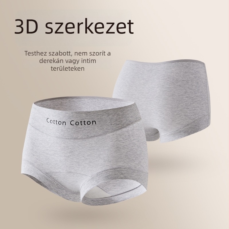 Női pamut boxer brief, középmagas derék, légáteresztő és antibakteriális