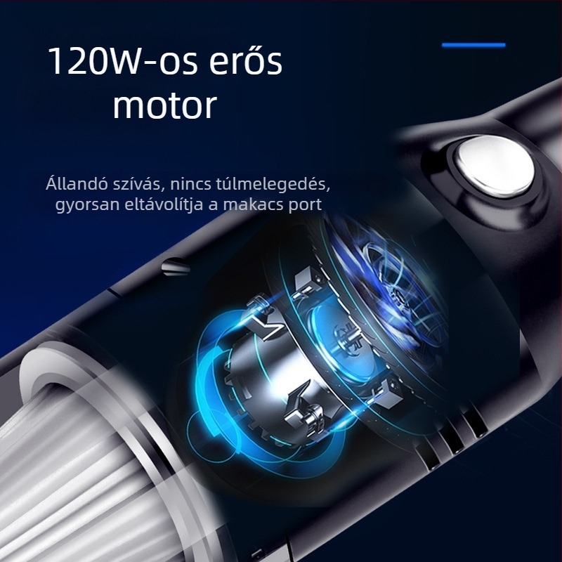 CHEGES autómini porszívó, kézi, hordozható, 5500 Pa szívás, 7.4 V, 120 W, töltéses működés