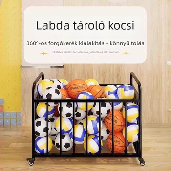 Mozgatható kültéri kosárlabda keret és labdabetároló kocsi iskolai sportpályához