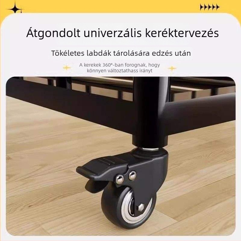 Mozgatható kültéri kosárlabda keret és labdabetároló kocsi iskolai sportpályához