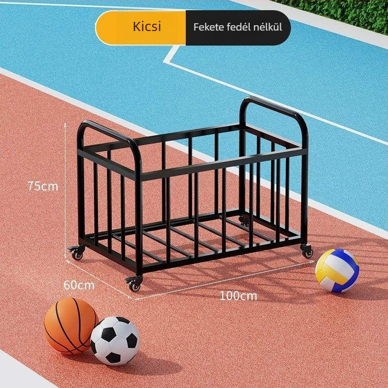 Mozgatható kültéri kosárlabda keret és labdabetároló kocsi iskolai sportpályához