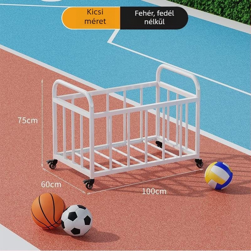 Mozgatható kültéri kosárlabda keret és labdabetároló kocsi iskolai sportpályához