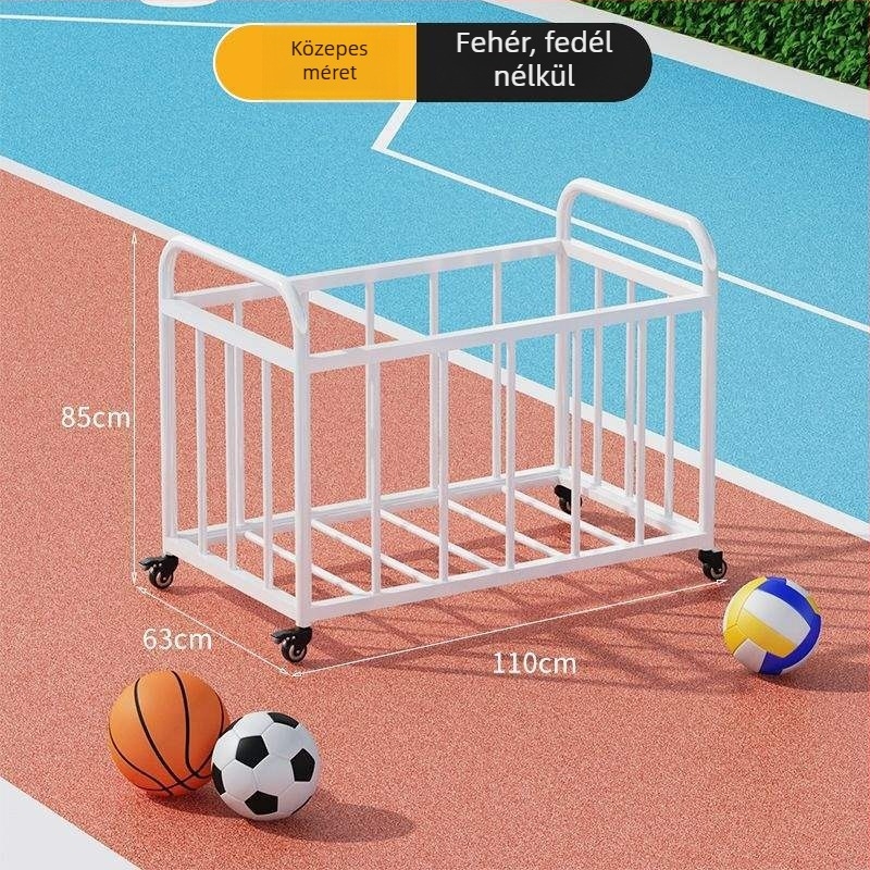 Mozgatható kültéri kosárlabda keret és labdabetároló kocsi iskolai sportpályához