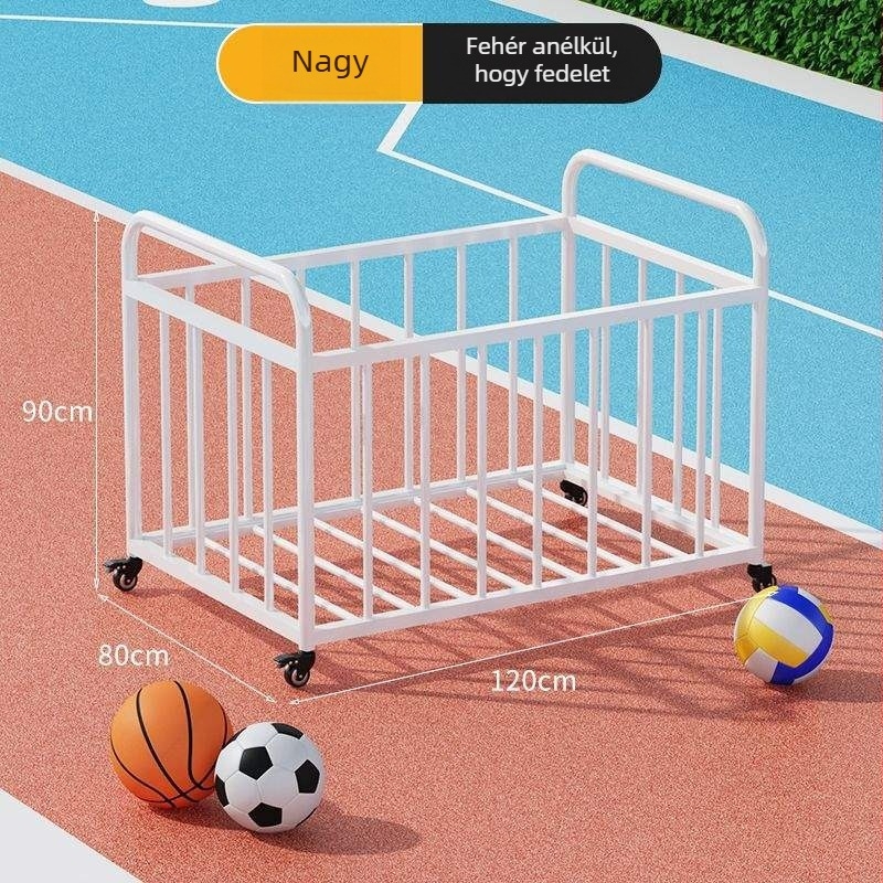 Mozgatható kültéri kosárlabda keret és labdabetároló kocsi iskolai sportpályához