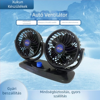 Xu Yi autós ventilátor, dupla fejű, 20W, műanyag