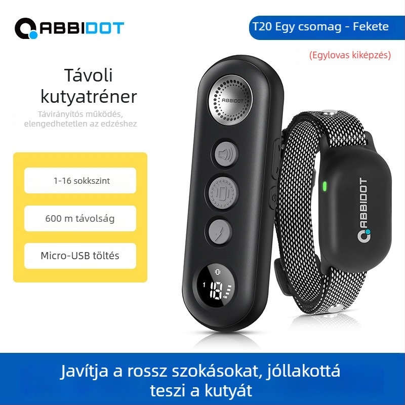 ABBIDOT távirányítós elektromos sokkoló nyakörv kutyáknak — kiképző eszköz és ugatás elleni nyakörv, poliészter