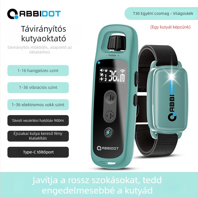 ABBIDOT távirányítós elektromos sokkoló nyakörv kutyáknak — kiképző eszköz és ugatás elleni nyakörv, poliészter