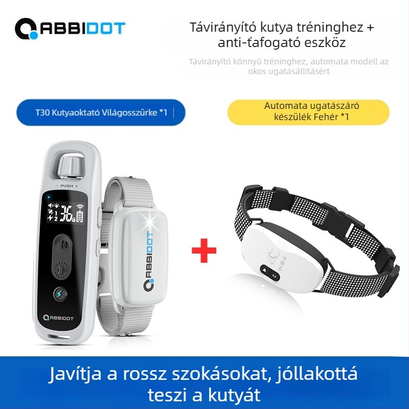 ABBIDOT távirányítós elektromos sokkoló nyakörv kutyáknak — kiképző eszköz és ugatás elleni nyakörv, poliészter