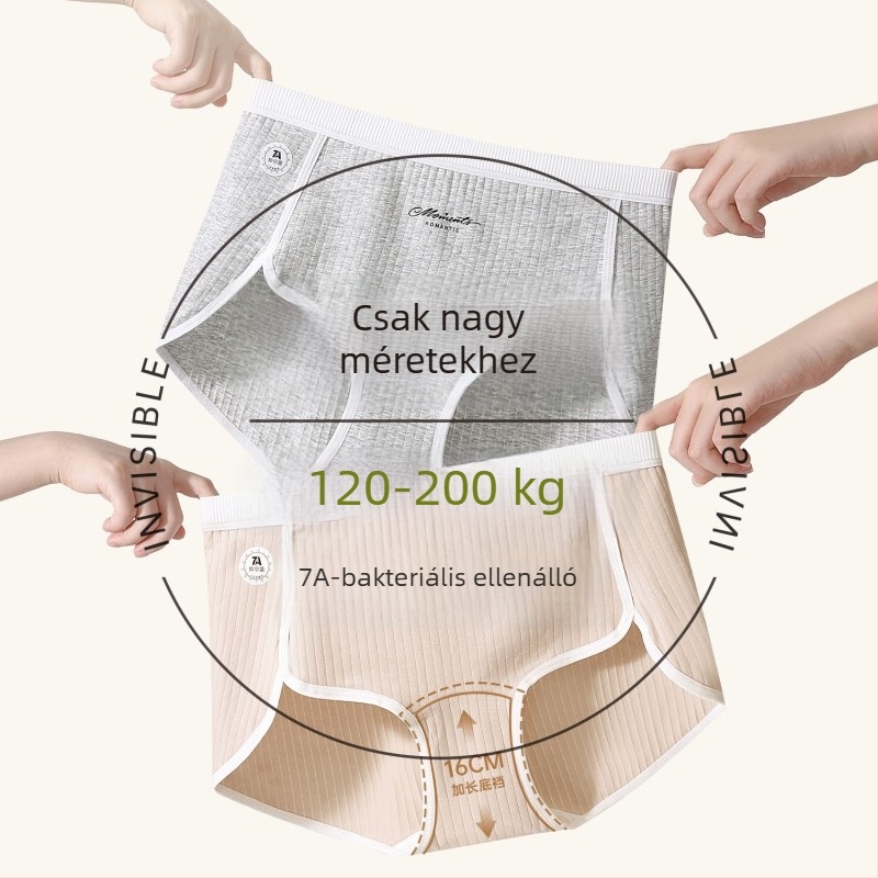 Női pamut magas derekú bugyi, légáteresztő, antibakteriális, 100% pamut bélés