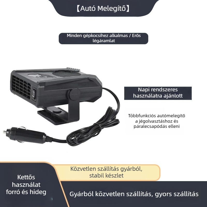 Autófűtő gyors melegítéssel, páramentesítés és fagymentesítés, ABS, 12W, 5V, Yu plus