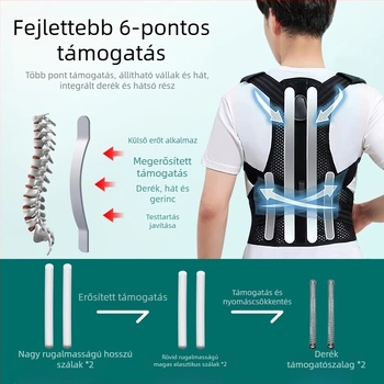 Felnőtt testtartás-korrigáló öv, uniszex, láthatatlan vállnyitás, egyenes hátsó tartás, modell üreges vázzal
