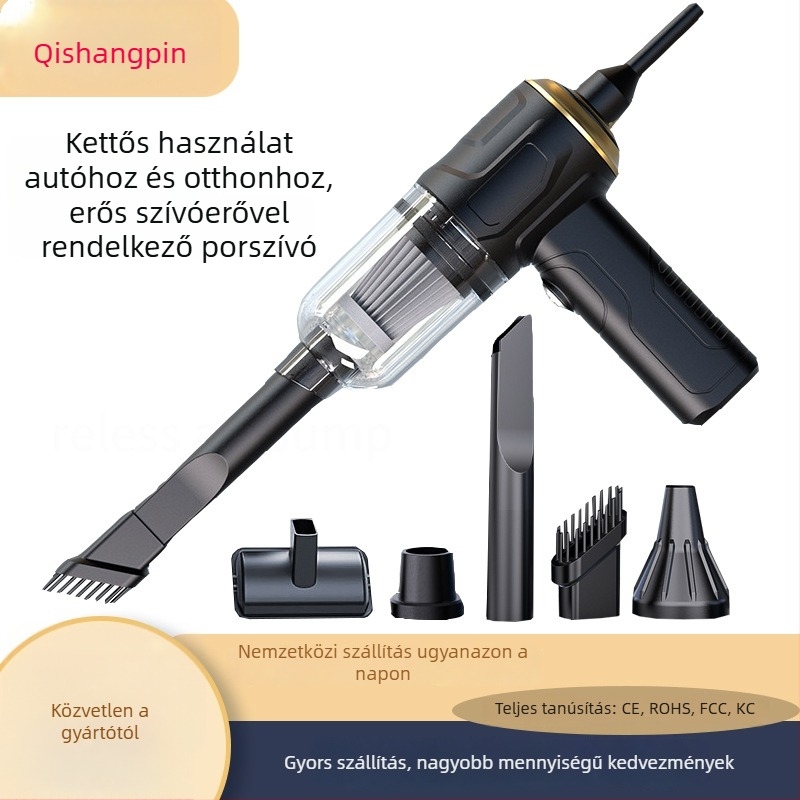 Kézi autóporzsívó – 5500Pa szívás, 45W, 3.7V, Vezeték nélküli, Újratölthető, Hosszú üzemidő