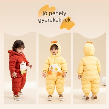Baba down overál kapucnival, ujjnélküli, Corduroy anyagú, fő anyaga nyúl szőr, téli (0–12 hónap)