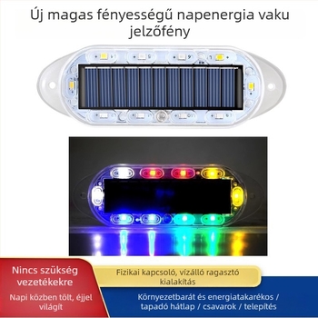 Napelemes járműriasztó villanófény - vízálló, 12V, 5W, 0,1A, Modell 100