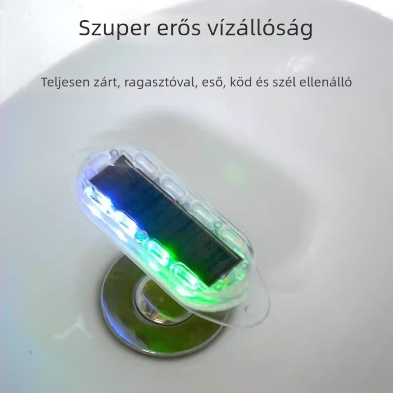Napelemes járműriasztó villanófény - vízálló, 12V, 5W, 0,1A, Modell 100