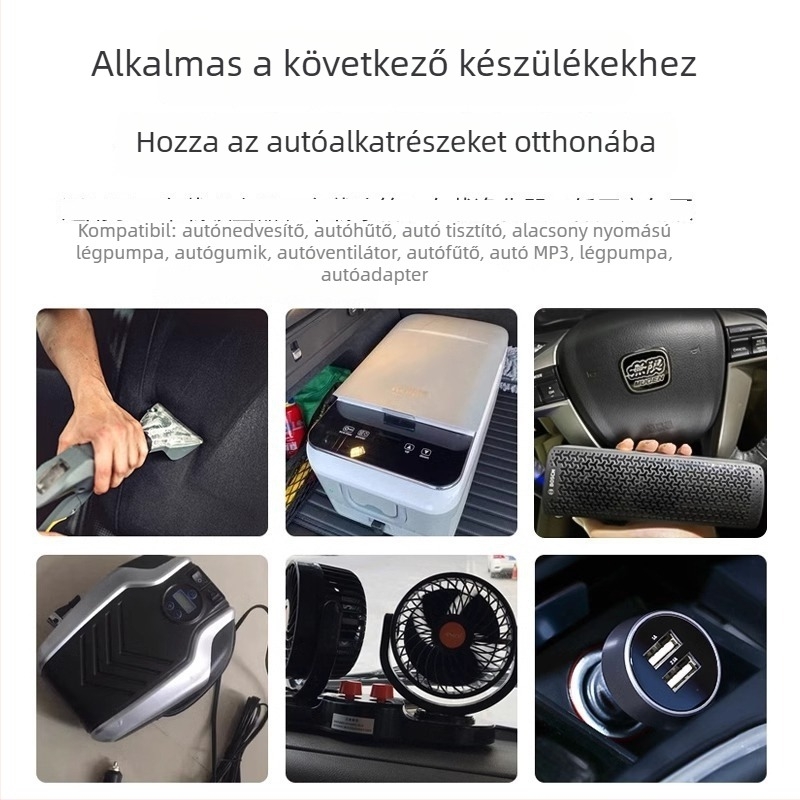 Autókonverter 220V AC-ról 12V DC-re cigarettagyújtó aljzattal, 120W, ABS ház