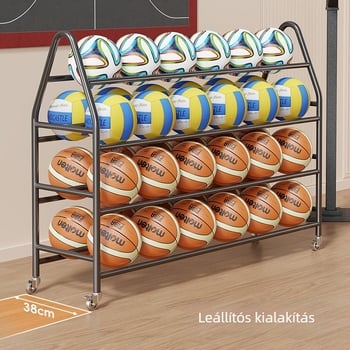 Mobil labdatároló állvány tornaterembe – szénacél keret, Evesigar/Isijia márka, kosárlabda, röplabda és futball számára