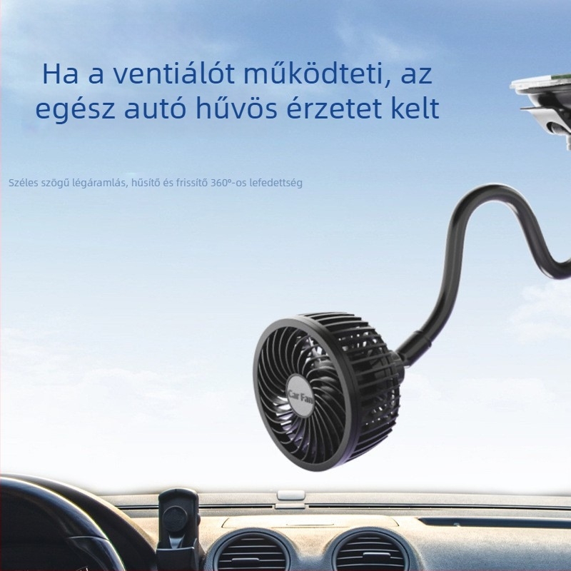 12V-os autóventilátor szívókoronggal, nagy sebességű, 7W, modell AC-2407
