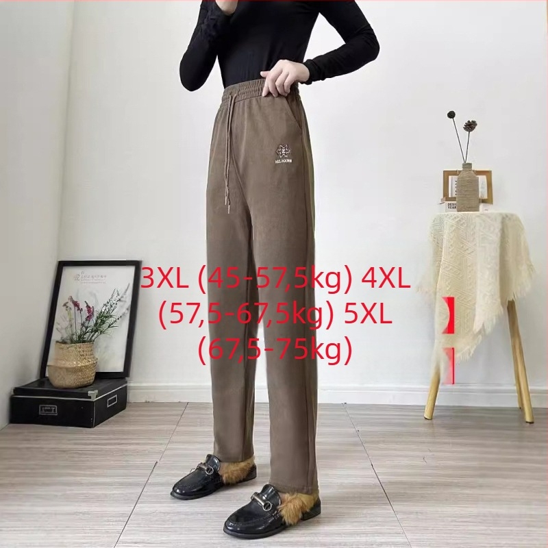 Mohair fleece női nadrág, magas derék, egyenes szabás, hímzés, mikroelasztikus