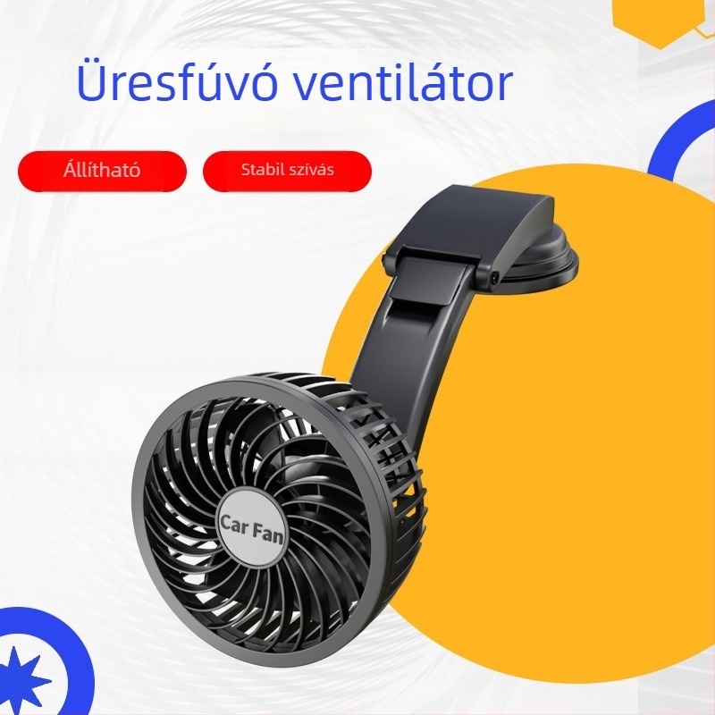 Autóventilátor állítható vákuumos rögzítéssel a középkonzolhoz – ABS, 7W, modell AC-2318