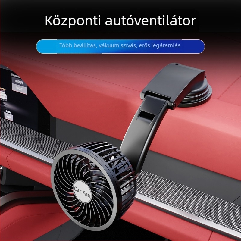Autóventilátor állítható vákuumos rögzítéssel a középkonzolhoz – ABS, 7W, modell AC-2318