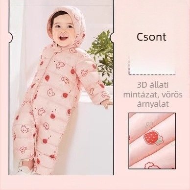 Unisex újszülött téli down jumpsuit, töltet: fehér kacsapú, 50–55%, külső anyag: poliészter, bélés: poliészter