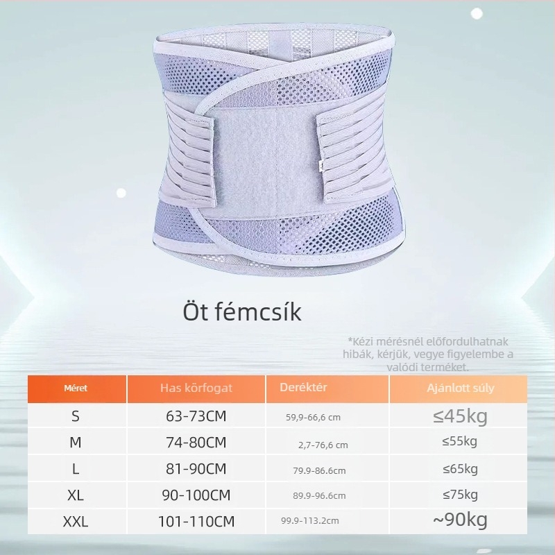 Acéllemezes deréköv, vékony kivitel, négy évszakos deréktámasz és formázás – Márka: Happy point; Alkalmas sport: guggolás; Kategória: derékvédő; Védett rész: derék